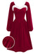 Wine Red 1940s Christmas Fur Collar Solid Dress, vintage dress, retro fashion - perfect for women who love vintage and retro fashion