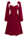 Wine Red 1940s Christmas Fur Collar Solid Dress, vintage dress, retro fashion - perfect for women who love vintage and retro fashion