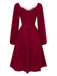 Wine Red 1940s Christmas Fur Collar Solid Dress, vintage dress, retro fashion - perfect for women who love vintage and retro fashion