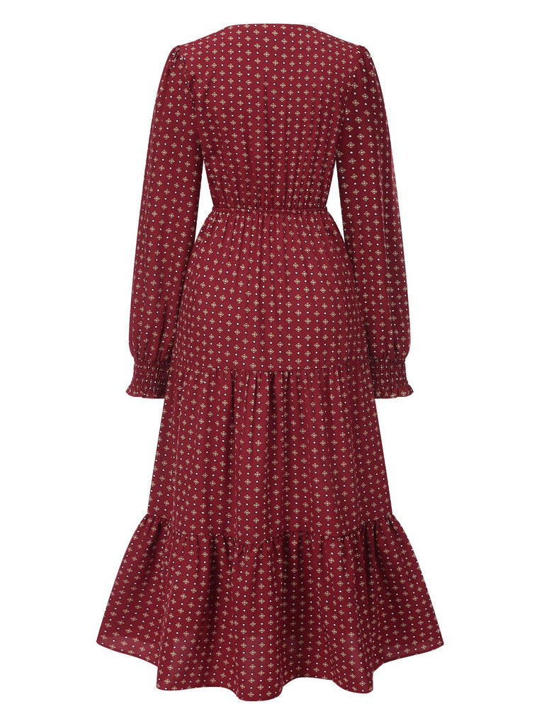 1940s Ruffled Long Sleeve Printed | 1940s | vintage dress, retro fashion