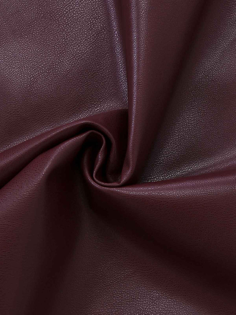 Wine Red 1940s Tie Neck Leather Patchwork Dress - vintage dress, retro fashion, elegant red