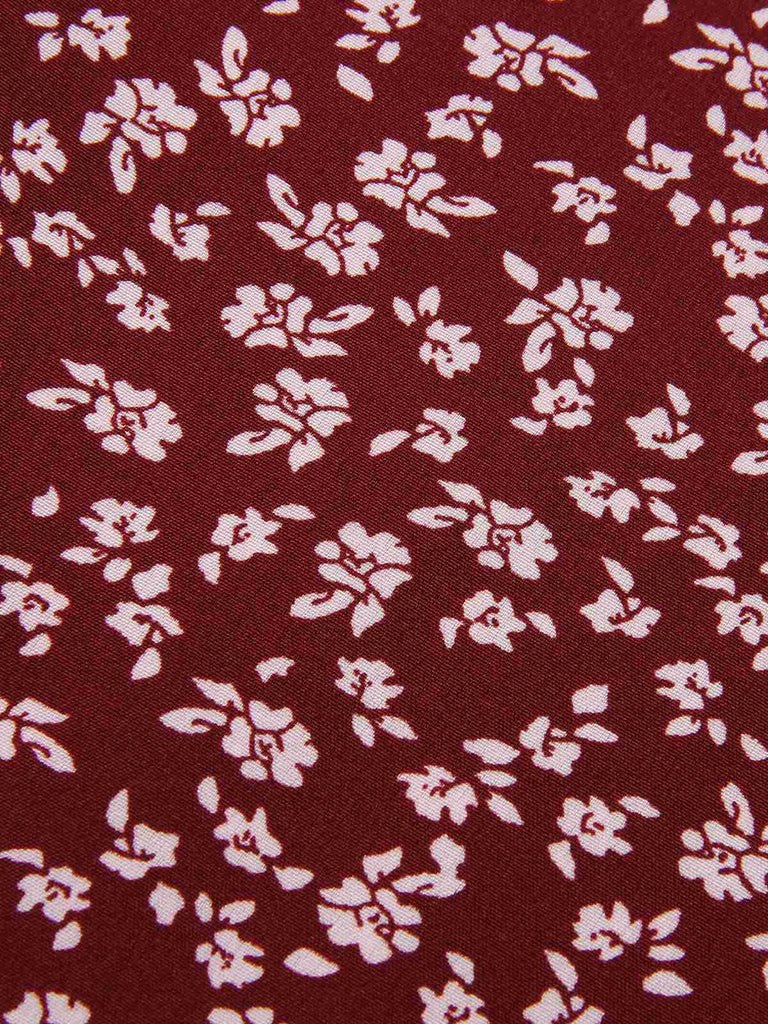 [Pre-Sale] Wine Red 1940s V-Neck Ditsy Floral Dress, vintage dress, retro fashion, floral print - perfect for women who love vintage and retro fashion