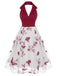 Wine Red 1950s Butterfly Lapel Mesh Dress — vintage elegance for the modern woman