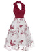 Wine Red 1950s Butterfly Lapel Mesh Dress: timeless style reimagined