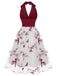 Wine Red 1950s Butterfly Lapel Mesh Dress — vintage elegance for the modern woman