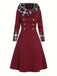 She slips into this Wine Red 1950s Plaid Patchwork Hooded Dress and suddenly it's a 1950s daydream