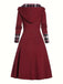 Wine Red 1950s Plaid Patchwork Hooded Dress, vintage dress, retro fashion, rockabilly, pin-up fashion - perfect for women who love vintage and retro fashion