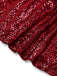 Wine Red 1950s Sequin Deep-V Mesh Dress - vintage dress, retro fashion, rockabilly