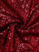 Wine Red 1950s Sequin Deep-V Mesh Dress - vintage dress, retro fashion, rockabilly