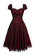 Wine Red 1950s Skull Mesh Swing Dress: timeless style reimagined
