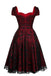 Wine Red 1950s Skull Mesh Swing Dress — vintage elegance for the modern woman