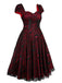 Wine Red 1950s Skull Mesh Swing Dress: timeless style reimagined