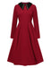 Wine Red 1950s Solid Rhinestone Lapel Dress, vintage dress, retro fashion, rockabilly, pin-up fashion - perfect for women who love vintage and retro fashion