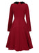 Wine Red 1950s Solid Rhinestone Lapel Dress, vintage dress, retro fashion, rockabilly, pin-up fashion - perfect for women who love vintage and retro fashion