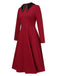Wine Red 1950s Solid Rhinestone Lapel Dress, vintage dress, retro fashion, rockabilly, pin-up fashion - perfect for women who love vintage and retro fashion
