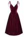 She slips into this Wine Red 1950s Spaghetti Strap Velvet Nightgown and suddenly it's a 1950s daydream
