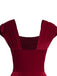 Wine Red 1950s Velvet Heart Button Solid Dress, vintage dress, retro fashion, rockabilly, pin-up fashion - perfect for women who love vintage and retro fashion