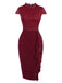 Wine Red 1960s Lace Patchwork Pencil Dress, vintage dress, retro fashion, lace detail - perfect for women who love vintage and retro fashion