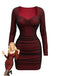 Wine Red 1960s Vintage Retro Dress