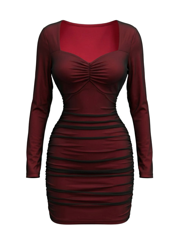 Wine Red 1960s Vintage Retro Dress 2