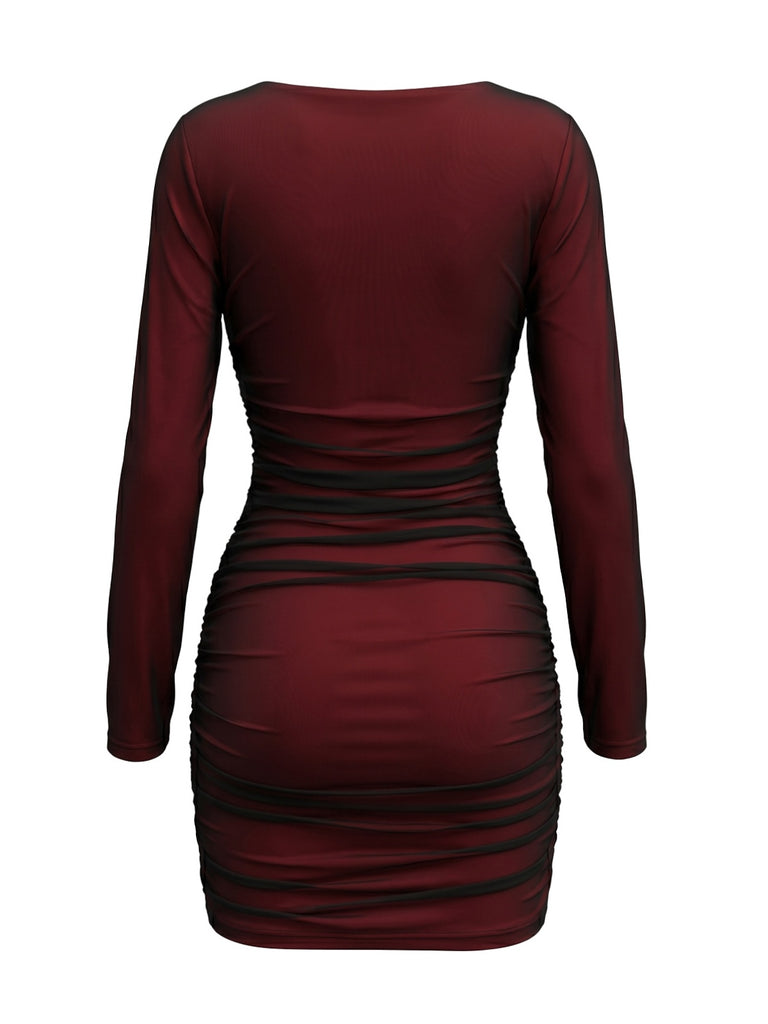 Wine Red 1960s Vintage Retro Dress 3
