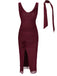 Wine Red 1960s Scarf Slit Backless Dress, vintage dress, retro fashion - perfect for women who love vintage and retro fashion