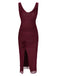 Wine Red 1960s Scarf Slit Backless Dress: where 1960s romance meets her modern spirit