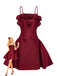 Wine Red 1960s Solid 3D Floral Short Dress - vintage dress, retro fashion, elegant red