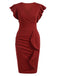 Wine Red 1960s Solid Ruffle Trim Dress, vintage dress, retro fashion - perfect for women who love vintage and retro fashion