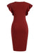 Wine Red 1960s Solid Ruffle Trim Dress, vintage dress, retro fashion - perfect for women who love vintage and retro fashion