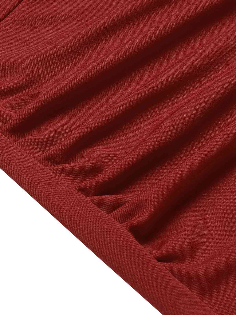 Wine Red 1960s Solid Ruffle Trim Dress, vintage dress, retro fashion - perfect for women who love vintage and retro fashion