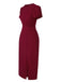 Wine Red 1960s Solid Side Slit Dress, vintage dress, retro fashion - perfect for women who love vintage and retro fashion
