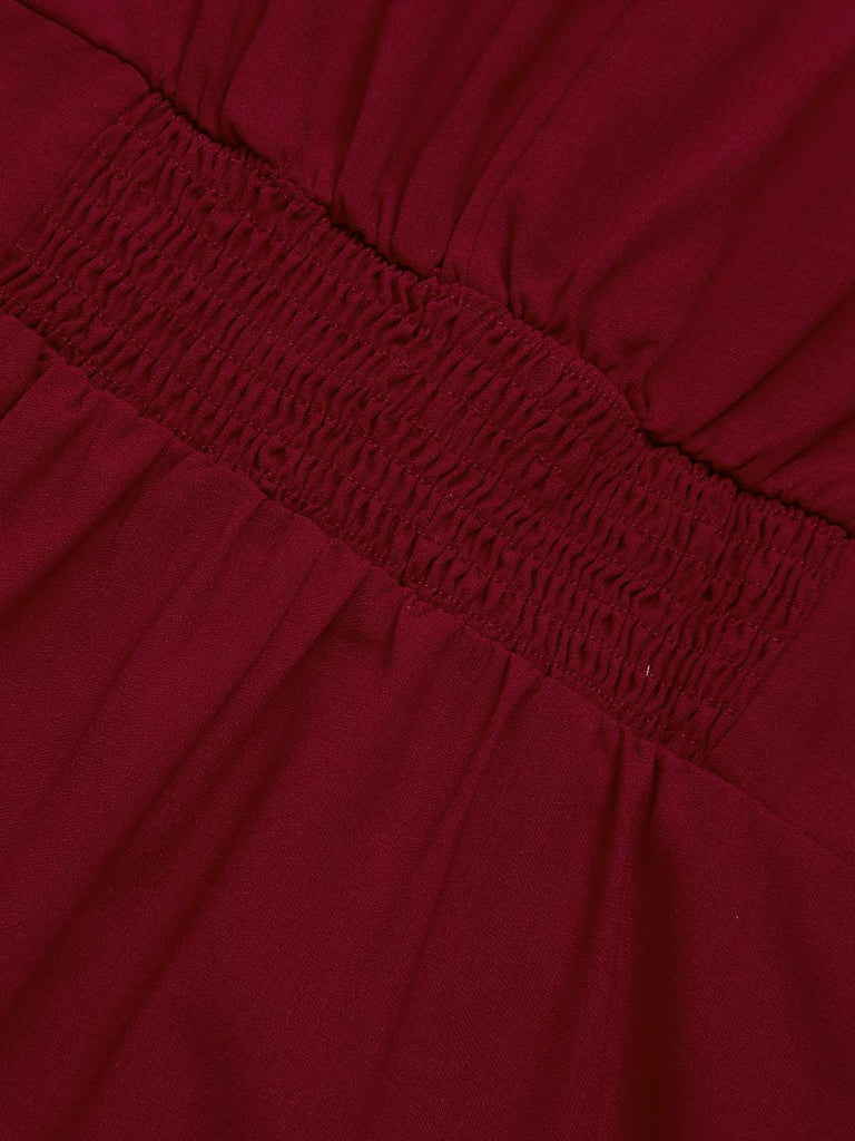 Wine Red 1960s Solid Side Slit Dress, vintage dress, retro fashion - perfect for women who love vintage and retro fashion