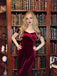 She slips into this Wine Red 1960s Velvet Bodycon Dress and suddenly it's a 1960s daydream