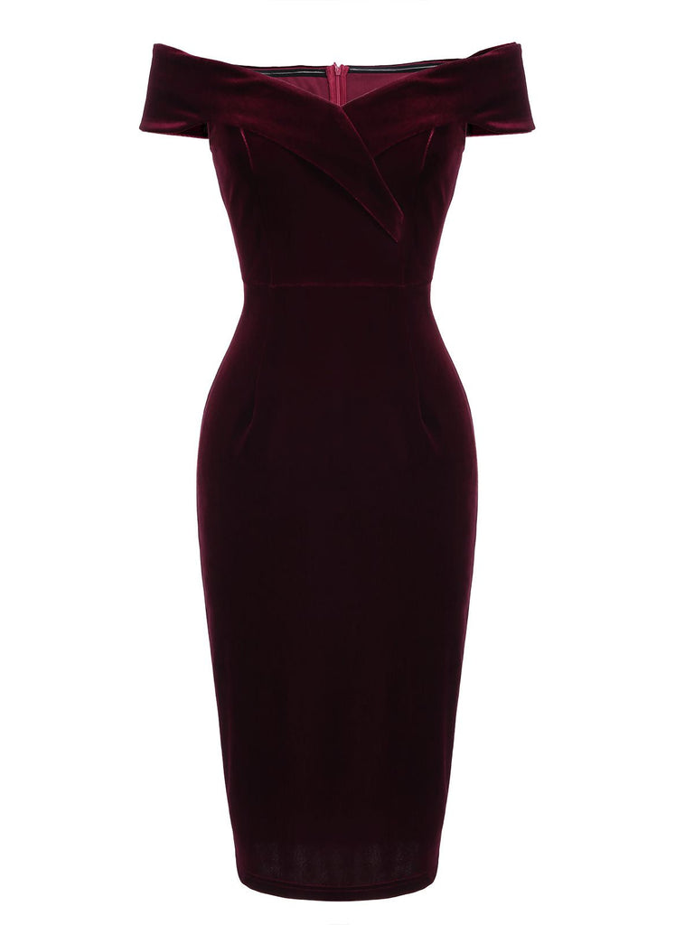 Wine Red 1960s Velvet Bodycon Dress — the kind of 1960s dress that makes strangers smile
