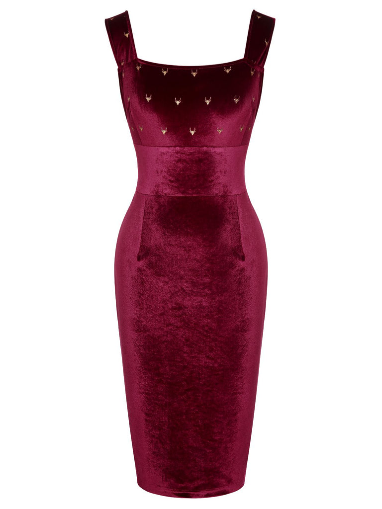 Wine Red 1960s Velvet Elk Bow Dress, vintage dress, retro fashion - perfect for women who love vintage and retro fashion