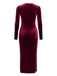 Wine Red 1960s Velvet Waist-Tie Bodycon Dress - vintage dress, retro fashion, elegant red