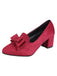 Wine Red Solid Bowknot Flannelette Heels, vintage shoes, retro heels - perfect for women who love vintage and retro fashion