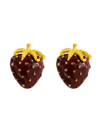She adds this Wine Red Strawberry Vintage Earrings and suddenly it's 1950s perfection