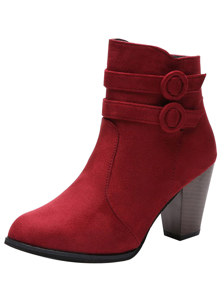 Wine Red Vintage Flannelette High Heel Boots, vintage fashion, retro style - perfect for women who love vintage and retro fashion