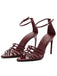 Wine Red Vintage Pointed Toe High Heel Sandals - vintage shoes, retro heels for vintage lovers