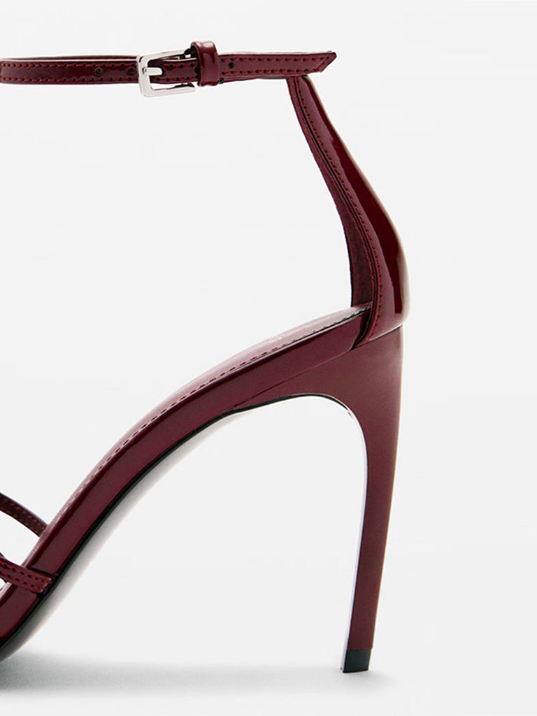 Wine Red Vintage Pointed Toe High Heel Sandals - vintage shoes, retro heels for vintage lovers