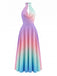 Y2K Cowl Neck Halter Sleeveless Gradient Dress, vintage dress, retro fashion - perfect for women who love vintage and retro fashion
