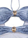 Y2K Denim Print Halter Cut-Out One-Piece Swimsuit - vintage swimsuit, pin-up style