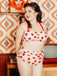 [Plus Size] 1950s Lace Strawberry Cami Tankini Set