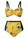 Yellow 1930s Contrast Floral Strap Swimsuit: 1930s Riviera elegance, reimagined for her