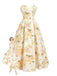 Yellow 1930s Floral Strapless Maxi Dress, vintage dress, retro fashion, floral print - perfect for women who love vintage and retro fashion