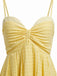 Yellow 1930s Halter Backless Dress Plaid Dress