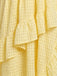 Yellow 1930s Halter Backless Dress Plaid Dress