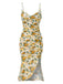 Yellow 1930s Roses Cowl Neck Fishtail Ruched Dress, vintage dress, retro fashion - perfect for women who love vintage and retro fashion